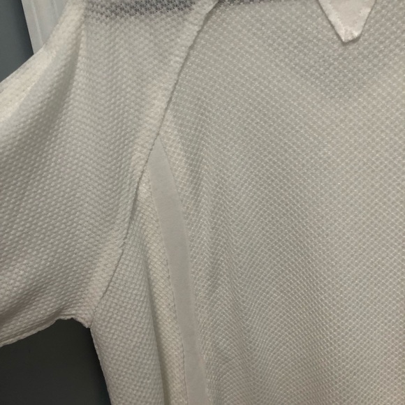 POL Womens White V-Neck Oversized Short Sleeve Raw Hem Top Medium - Picture 15 of 15